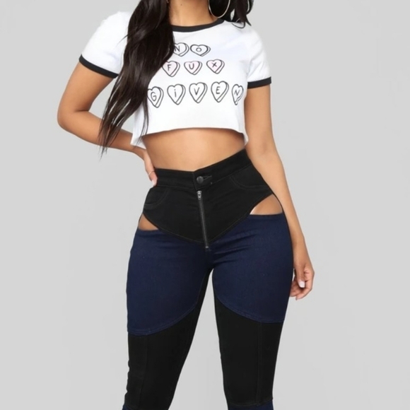Fashion Nova Open Heart Cutout High Rise Jeans - Picture 2 of 10